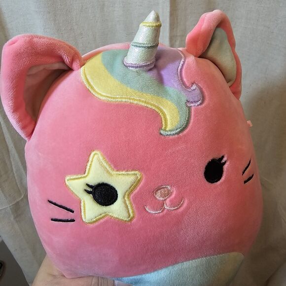 Squishmallows Sienna Pink Caticorn Cat Unicorn Rainbow Belly Mane Star Eye Plush - Picture 7 of 8